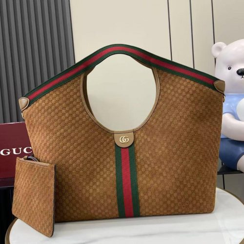 Round-Handle Suede Tote 853971 Brown