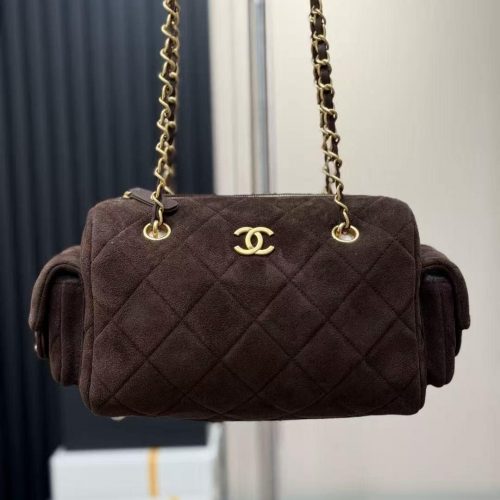 Suede Quilted Bowling Bag AS5792 Vintage Soft Leather Shoulder Bag