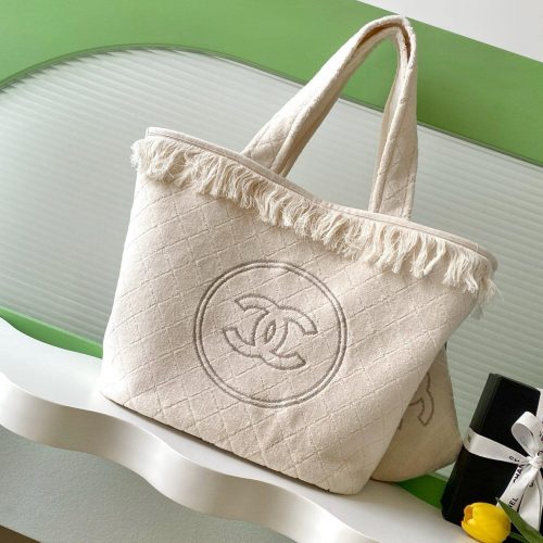Embroidered Canvas Beach Tote Bag